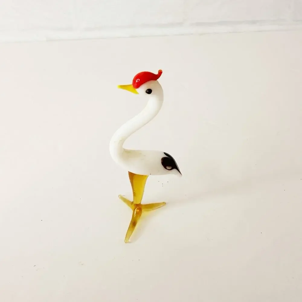 Vintage Murano Style Handblown Art Glass 3” Heron Bird Figurine White